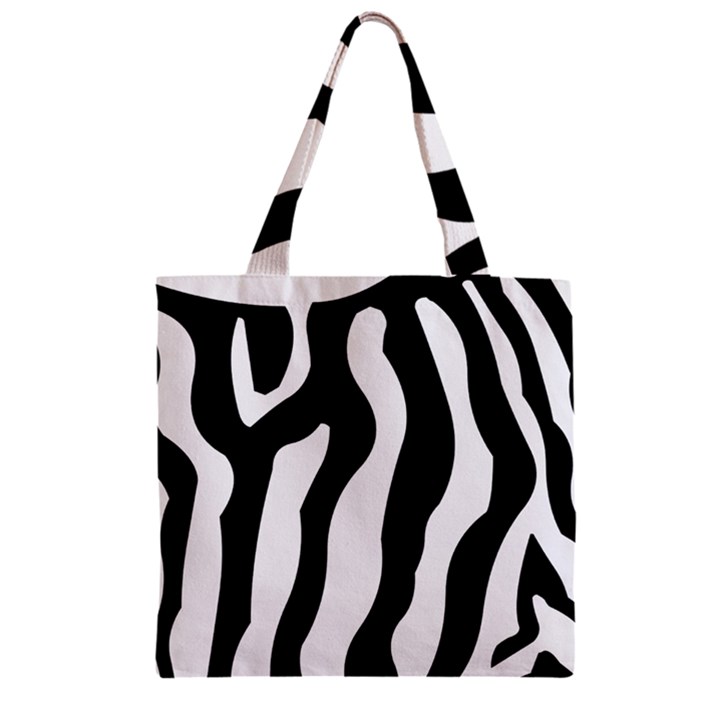 Zebra horse skin pattern black and white Zipper Grocery Tote Bag