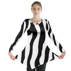 Zebra Horse Skin Pattern Black And White Long Sleeve Tunic  by picsaspassion