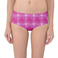 Pink Sweet Number 16 Diamonds Geometric Pattern Mid-waist Bikini Bottoms by yoursparklingshop