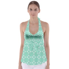 Mint Color Star - Triangle Pattern Babydoll Tankini Top