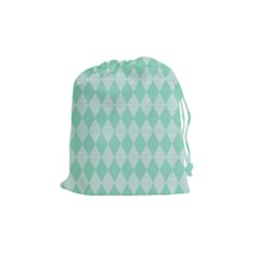 Mint Color Diamond Shape Pattern Drawstring Pouches (medium)  by picsaspassion