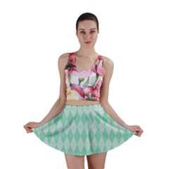 Mint Color Diamond Shape Pattern Mini Skirt by picsaspassion