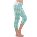 Mint color Diamond shape pattern Capri Yoga Leggings View3