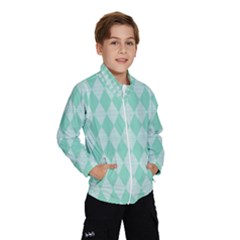 Mint Color Diamond Shape Pattern Wind Breaker (kids) by picsaspassion