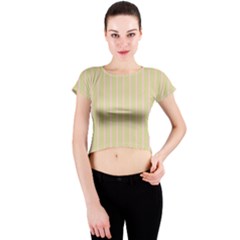 Summer Sand Color Pink Stripes Crew Neck Crop Top by picsaspassion