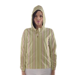 Summer Sand Color Pink And Yellow Stripes Hooded Wind Breaker (women) by picsaspassion