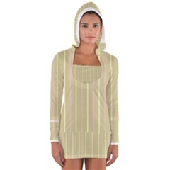 Summer Sand Color Pink And Yellow Stripes Women s Long Sleeve Hooded T-shirt by picsaspassion