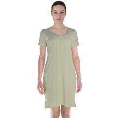 Summer Sand Color Lilac Stripes Short Sleeve Nightdress
