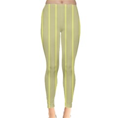 Summer Sand Color Yellow Stripes Pattern Leggings  by picsaspassion