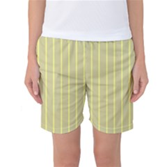 Summer Sand Color Yellow Stripes Pattern Women s Basketball Shorts by picsaspassion
