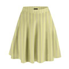Summer Sand Color Yellow Stripes Pattern High Waist Skirt by picsaspassion