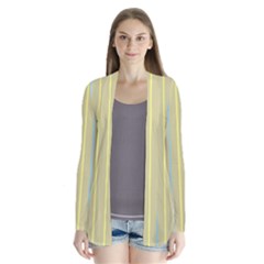 Summer Sand Color Blue And Yellow Stripes Pattern Drape Collar Cardigan by picsaspassion