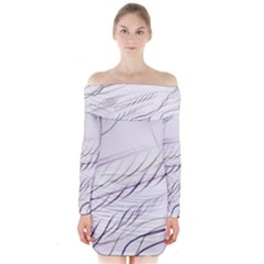 Lilac Stripes Long Sleeve Off Shoulder Dress by picsaspassion