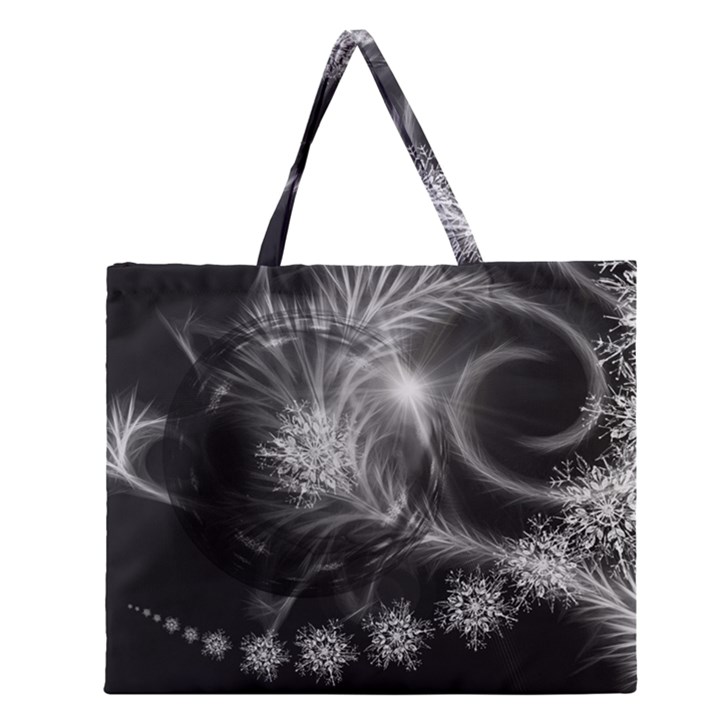 Silver feather and ball decoration Zipper Large Tote Bag