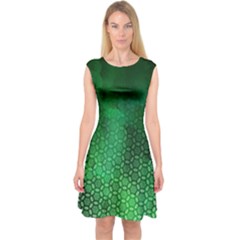 Ombre Green Abstract Forest Capsleeve Midi Dress by DanaeStudio