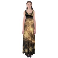 Golden Feather And Ball Decoration Empire Waist Maxi Dress by picsaspassion