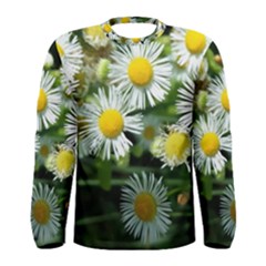 White Summer Flowers Oil Painting Art Men s Long Sleeve Tee by picsaspassion