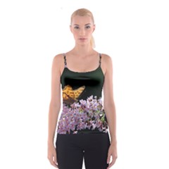 Butterfly Sitting On Flowers Spaghetti Strap Top