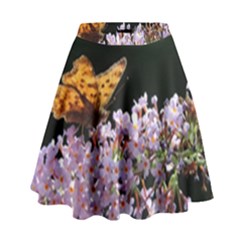 Butterfly Sitting On Flowers High Waist Skirt by picsaspassion