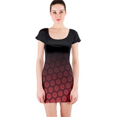 Ombre Black And Red Passion Floral Pattern Short Sleeve Bodycon Dress by DanaeStudio