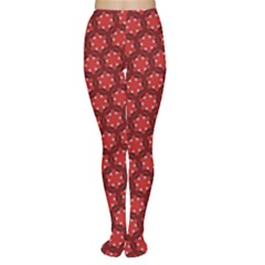 Red Passion Floral Pattern Tights by DanaeStudio