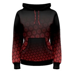 Ombre Black And Red Passion Floral Pattern Women s Pullover Hoodie by DanaeStudio