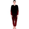 Ombre Black and Red Passion Floral Pattern OnePiece Jumpsuit (Ladies) View1