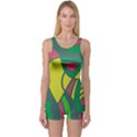 Green abstract decor One Piece Boyleg Swimsuit View1