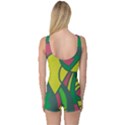 Green abstract decor One Piece Boyleg Swimsuit View2