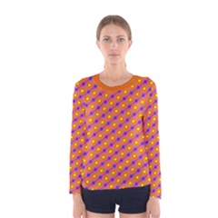 Vibrant Retro Diamond Pattern Women s Long Sleeve Tee