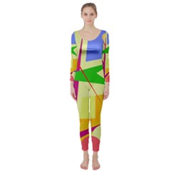 Colorful Abstract Art Long Sleeve Catsuit by Valentinaart