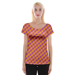 Vibrant Retro Diamond Pattern Women s Cap Sleeve Top by DanaeStudio