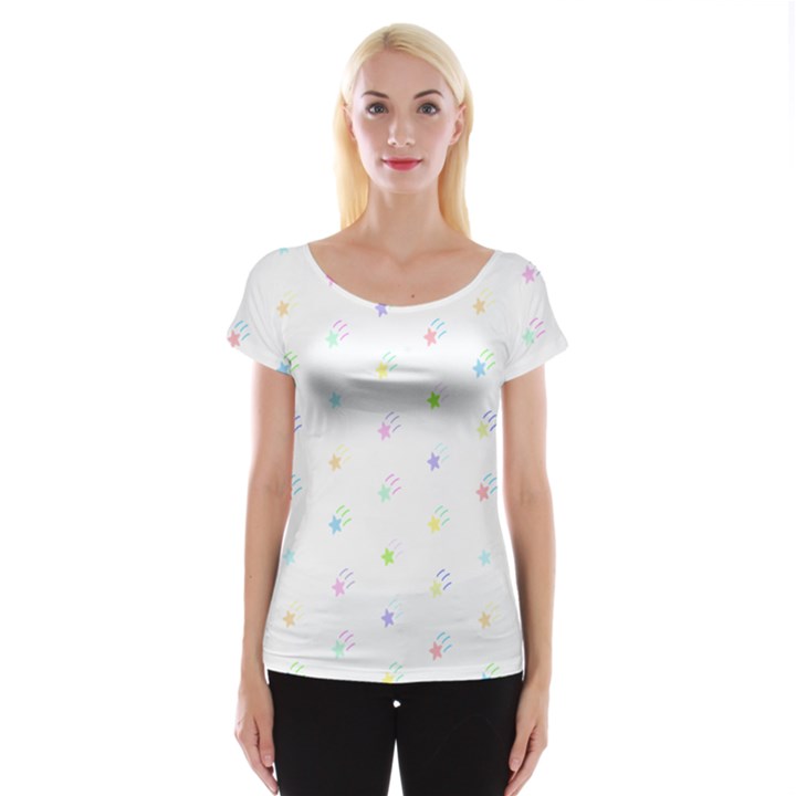 Star Pattern Women s Cap Sleeve Top