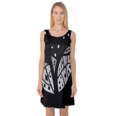 Black And White Tree Sleeveless Satin Nightdress