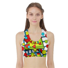 Crazy Geometric Art Sports Bra With Border by Valentinaart