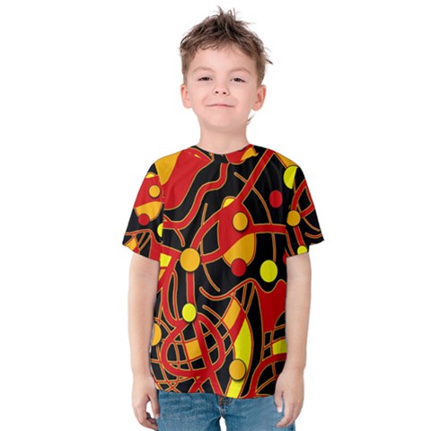 Orange Floating Kids  Cotton Tee by Valentinaart