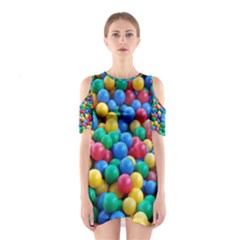 Funny Colorful Red Yellow Green Blue Kids Play Balls Cutout Shoulder Dress by yoursparklingshop