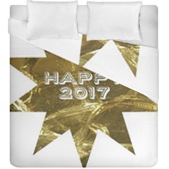 Happy New Year 2017 Gold White Star Duvet Cover Double Side (king Size) by yoursparklingshop