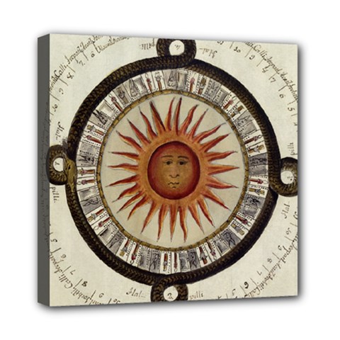 Ancient Aztec Sun Calendar 1790 Vintage Drawing Mini Canvas 8  X 8  by yoursparklingshop