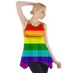 Colorful Stripes Lgbt Rainbow Flag Side Drop Tank Tunic by yoursparklingshop