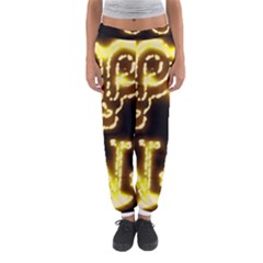 Happy Diwali Yellow Black Typography Women s Jogger Sweatpants by yoursparklingshop