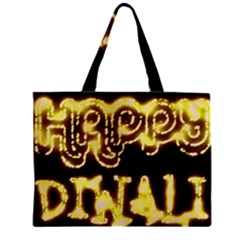 Happy Diwali Yellow Black Typography Zipper Mini Tote Bag by yoursparklingshop