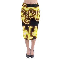 Happy Diwali Yellow Black Typography Midi Pencil Skirt by yoursparklingshop