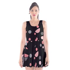 Pink And Gray Abstraction Scoop Neck Skater Dress by Valentinaart