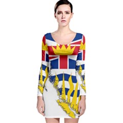 Flag Map Of British Columbia Long Sleeve Velvet Bodycon Dress by abbeyz71