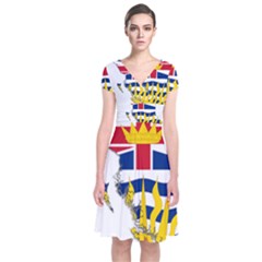 Flag Map Of British Columbia Short Sleeve Front Wrap Dress by abbeyz71