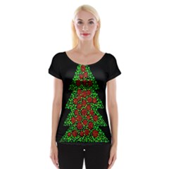 Sparkling Christmas Tree Women s Cap Sleeve Top by Valentinaart