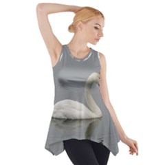 Swimming White Swan Side Drop Tank Tunic