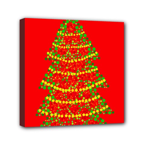 Sparkling Christmas Tree - Red Mini Canvas 6  X 6  by Valentinaart