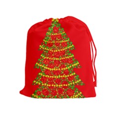 Sparkling Christmas Tree - Red Drawstring Pouches (extra Large) by Valentinaart